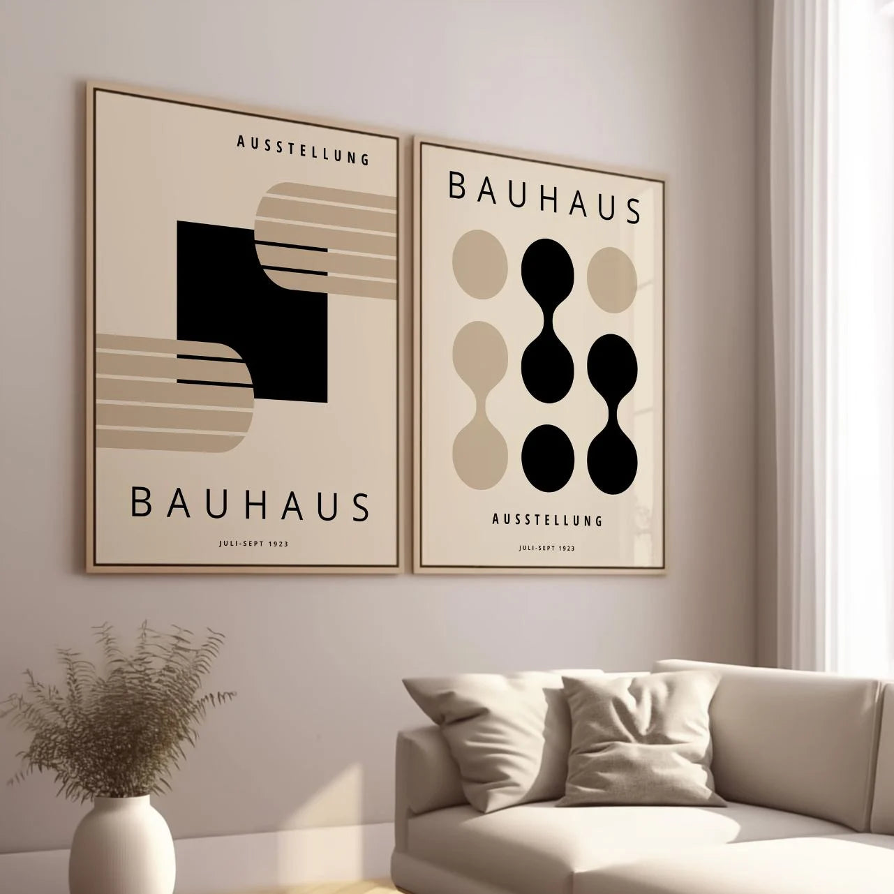 Bauhaus Beige Geometry Poster Set
