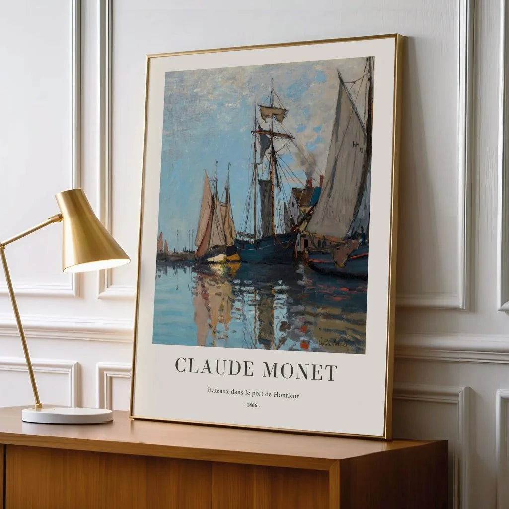 Monet Honfleur Harbor Boats Poster