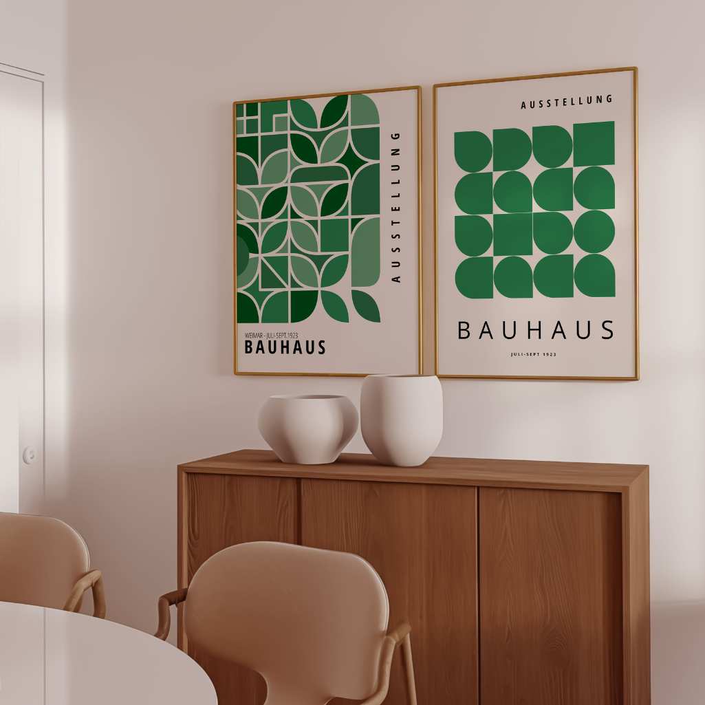 Green Bauhaus Poster Set of 2