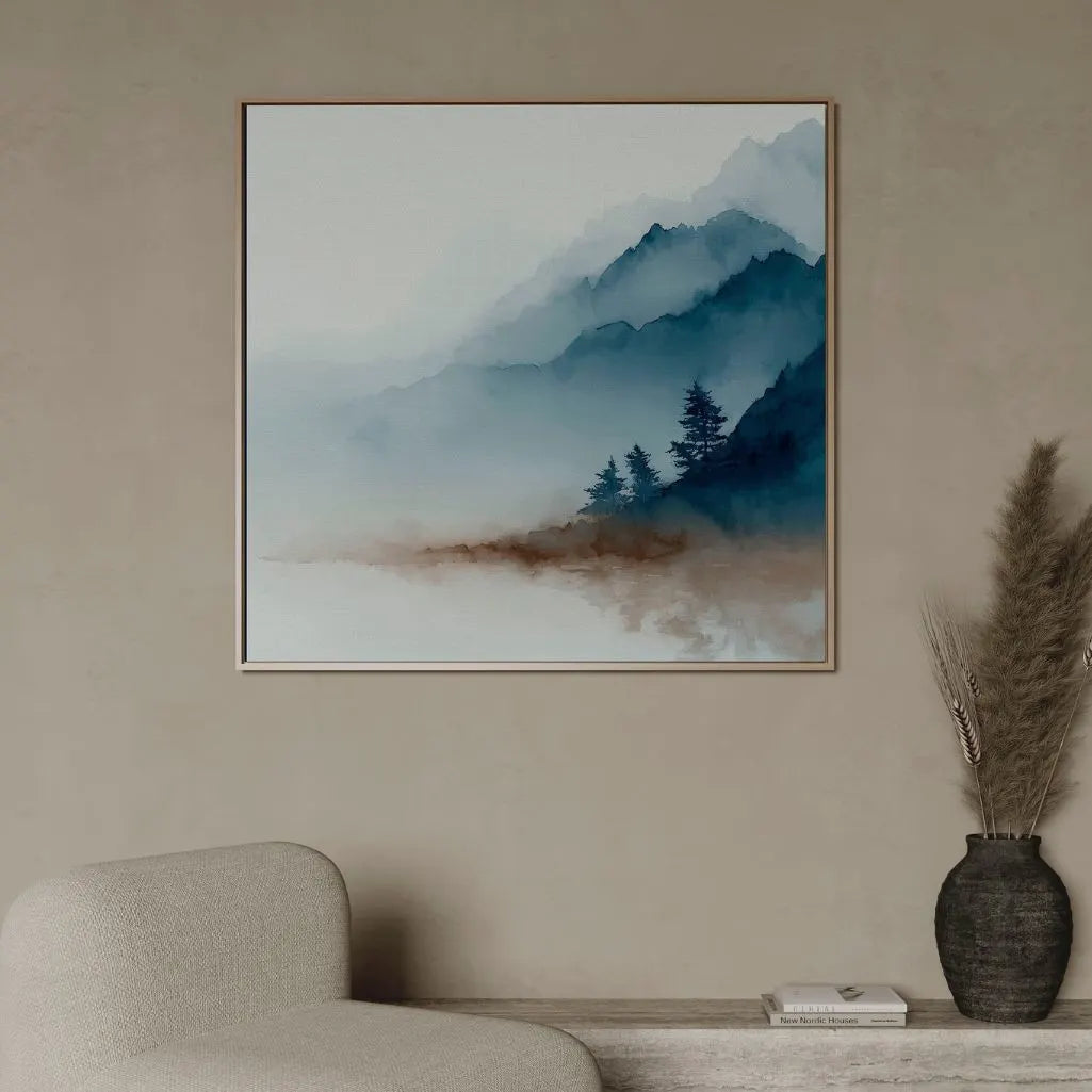 Toile encadrée – Brume sur les montagnes