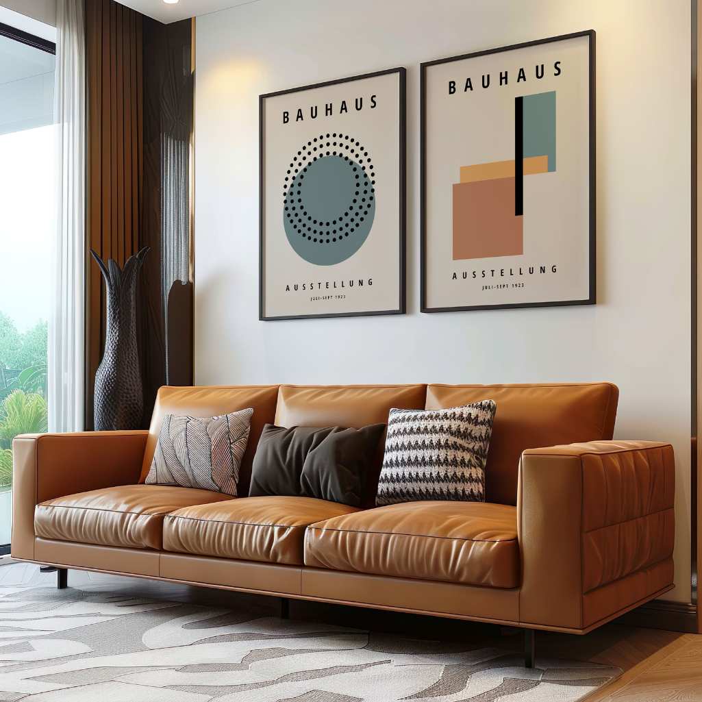 Bauhaus Vert Terracotta Équilibre – Lot de 2 affiches