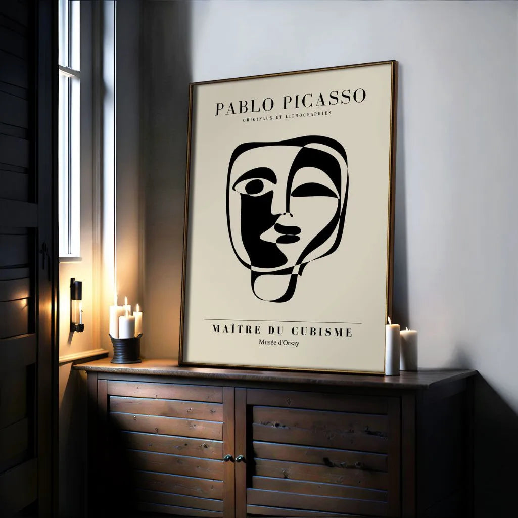 Picasso-Inspired Emotion Mask Poster