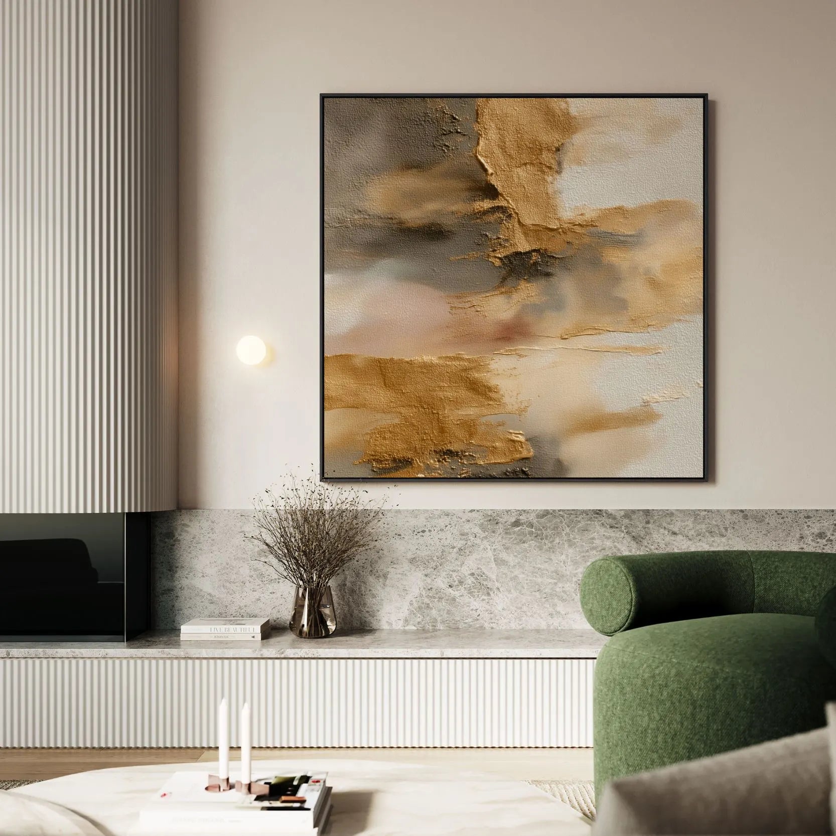 Toile encadrée – Reflets dorés