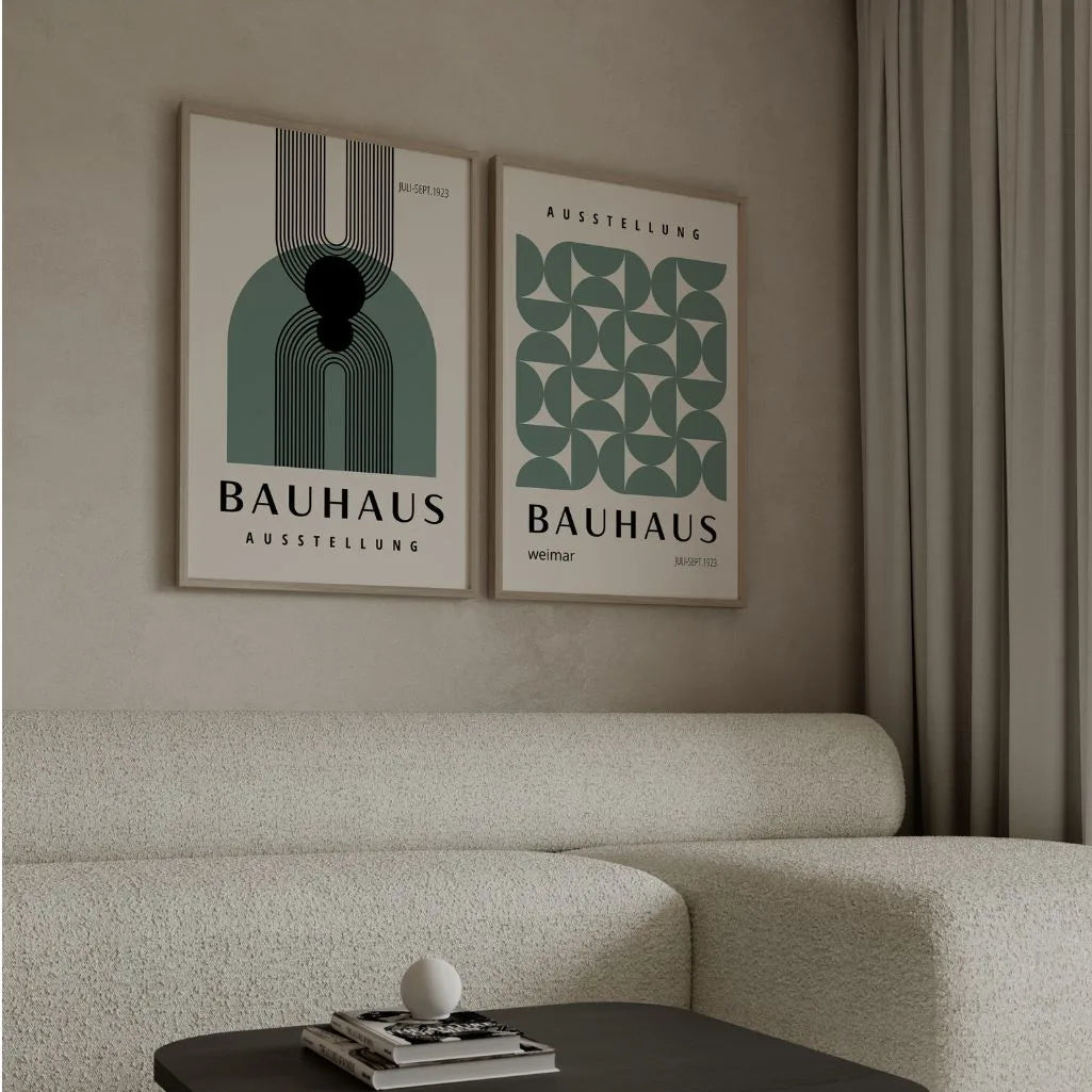 Bauhaus Géométrie Vert – Lot de 2 affiches