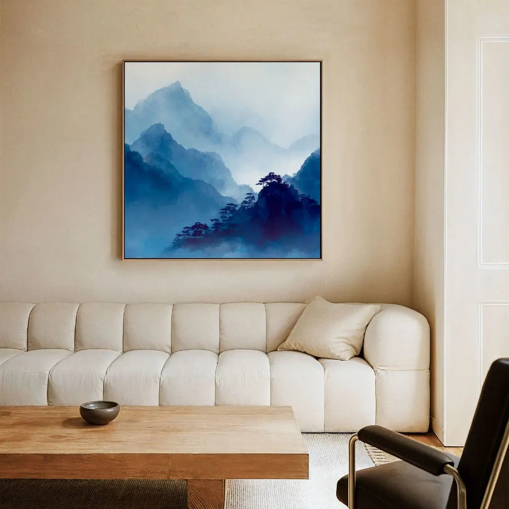 Toile encadrée – Montagnes bleues