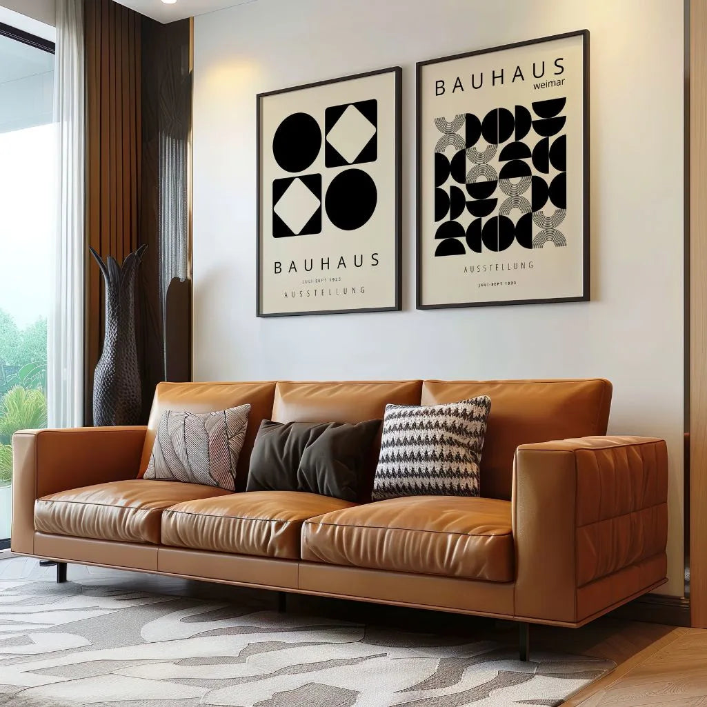 Bauhaus Géométrie – Lot de 2 affiches,beige