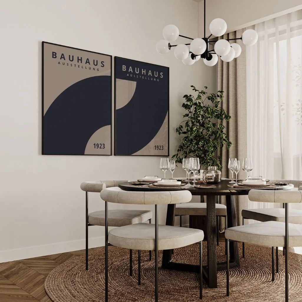 Bauhaus Navy Abstraction Set of 2 Posters