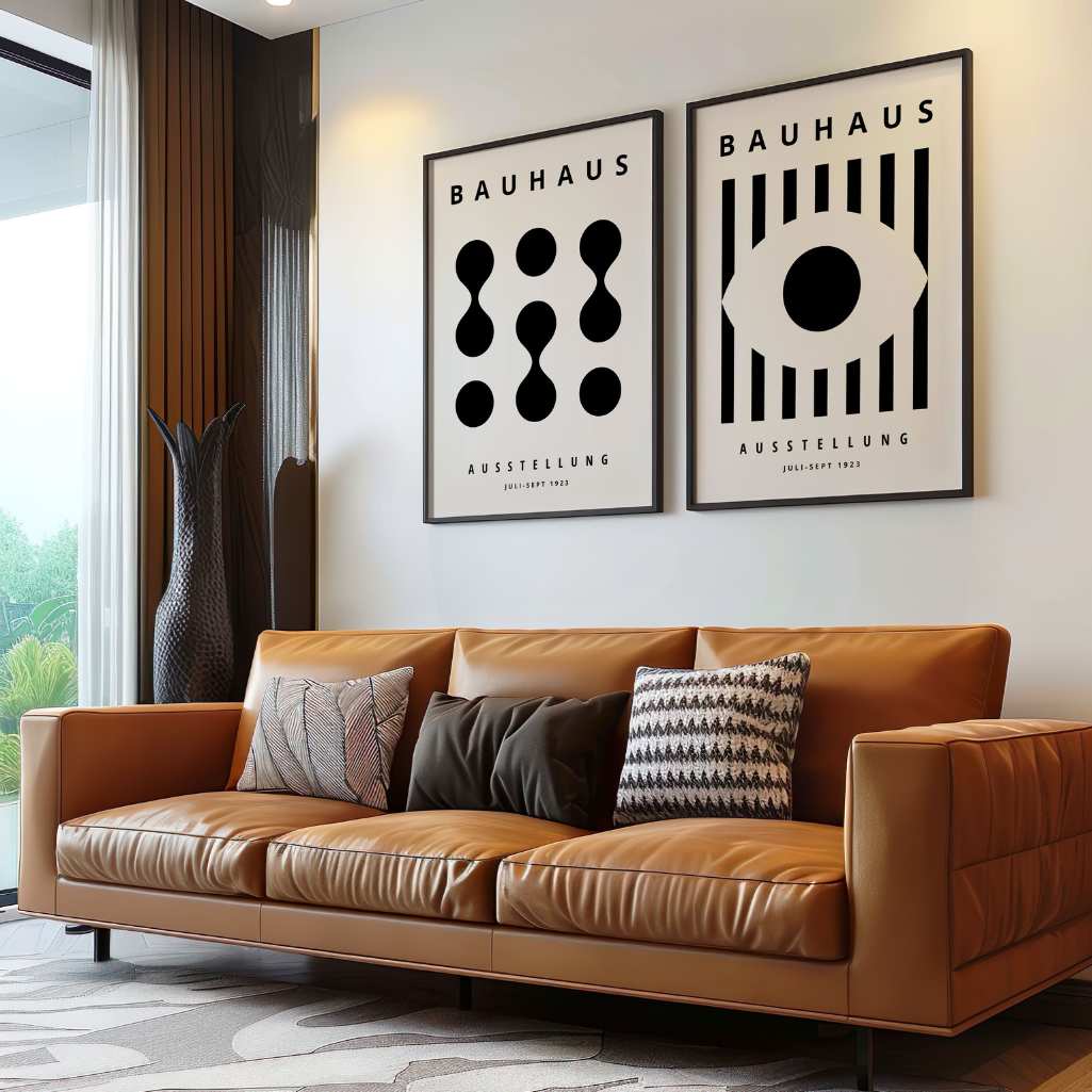 Bauhaus Noir Beige Contraste – Lot de 2 affiches