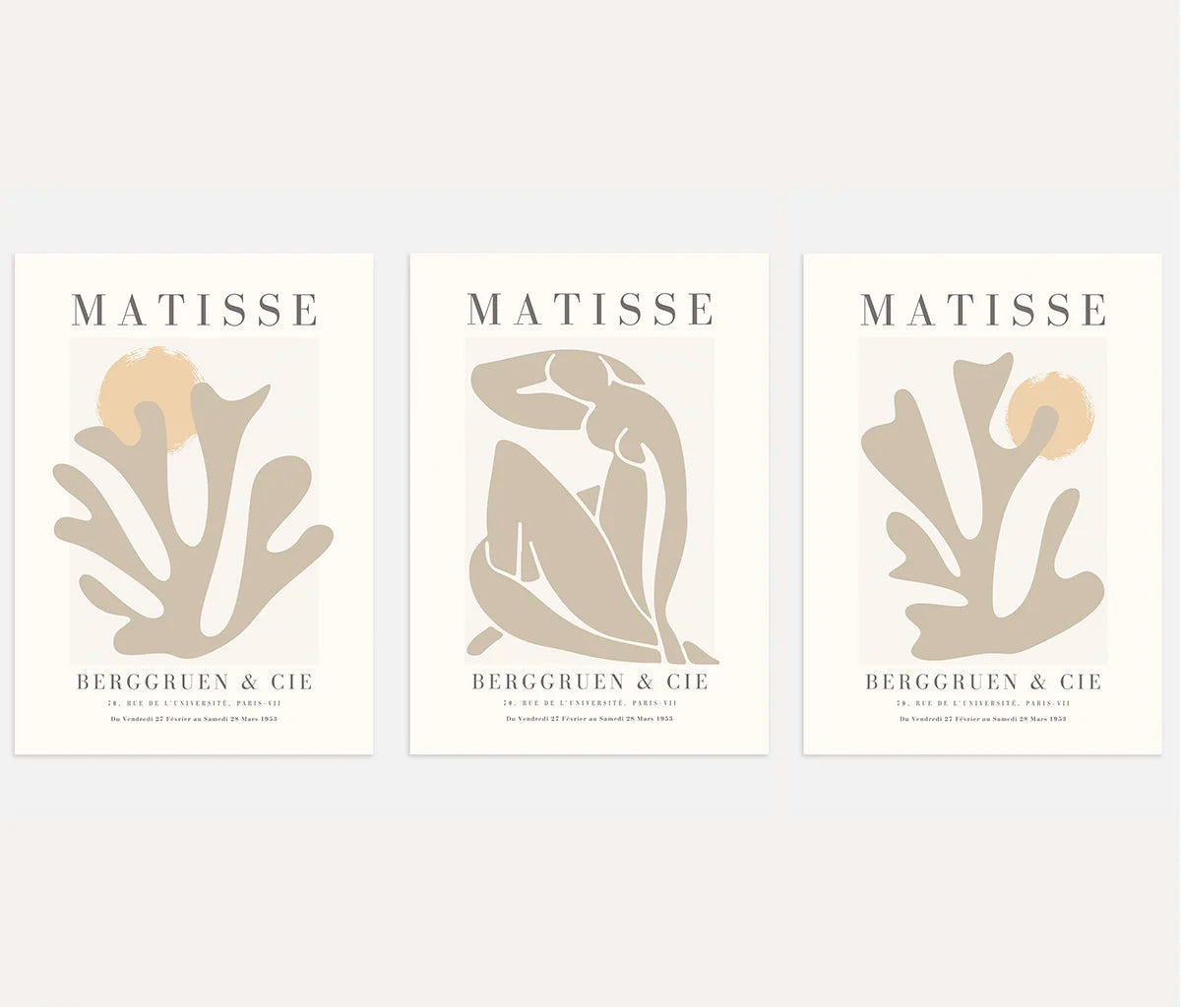 Henri Matisse Beige Organic Forms – Set of 3 Posters