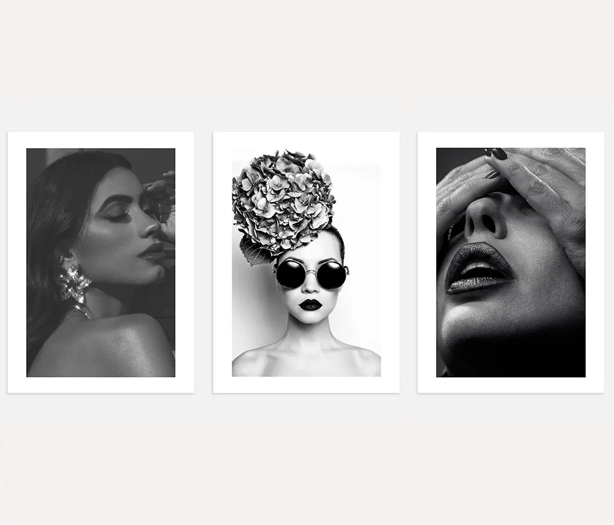 Black & White Fashion Portrait Prints – Set of 3