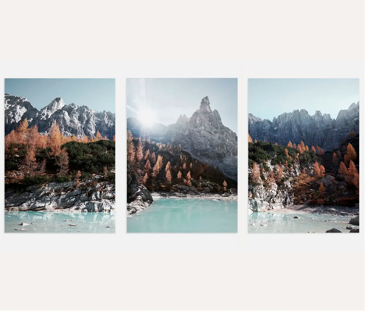 Alpine Mountain Lake Prints – Minimal Nature Set of 3