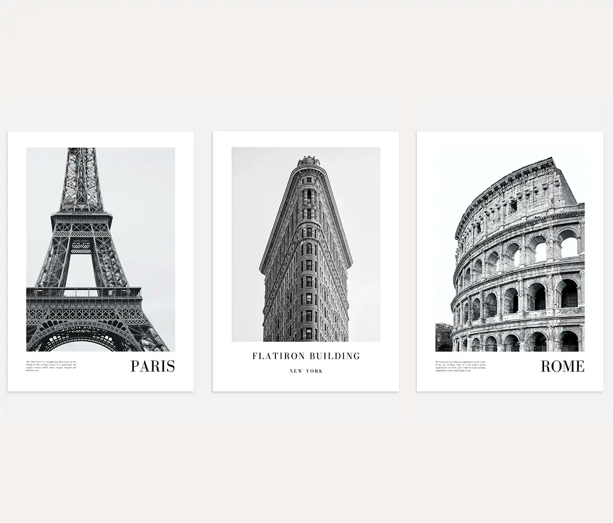 Black & White City Prints – Iconic Architecture Set of 3