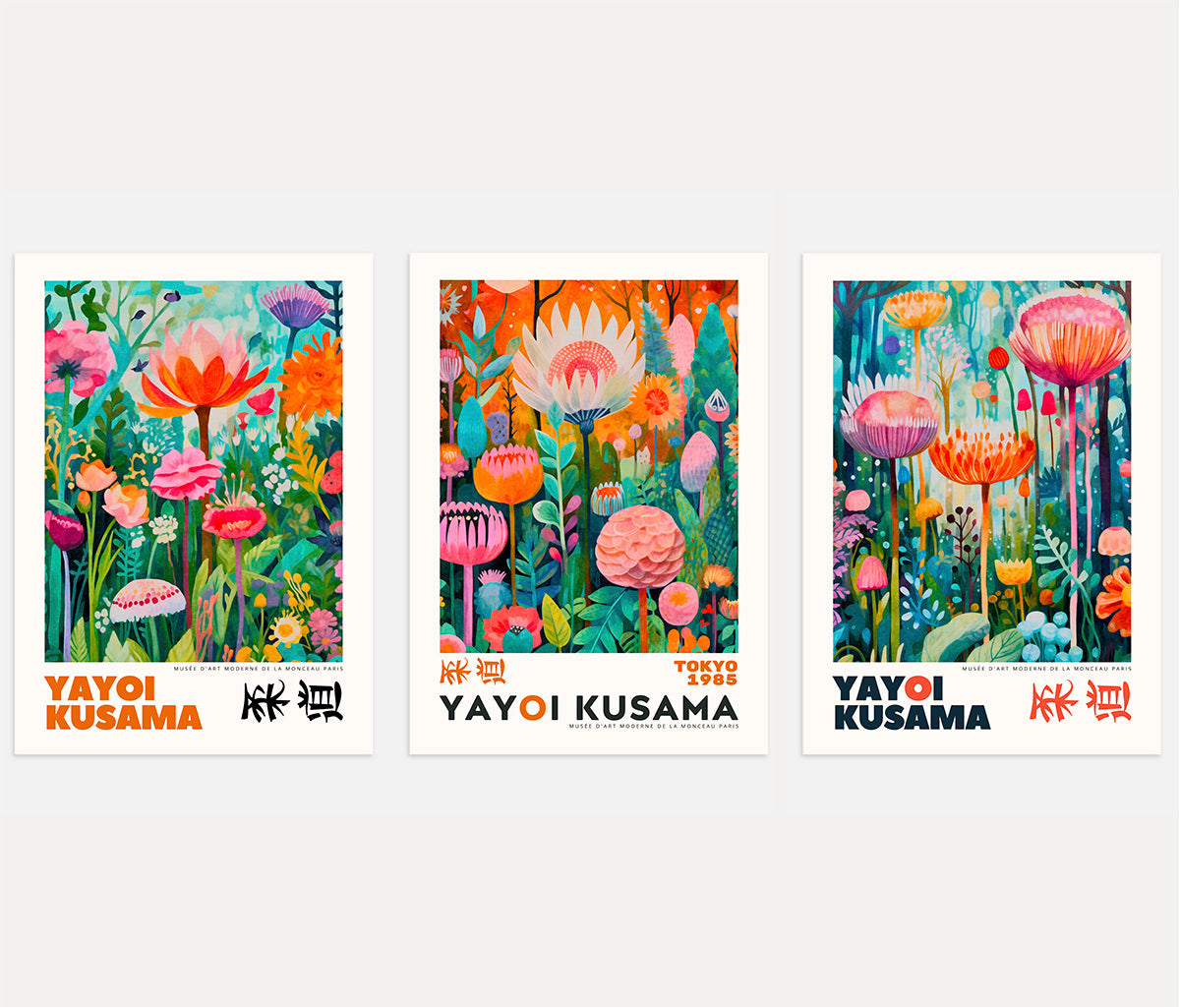 Japanese Garden Floral Art Prints Set of 3 -  Inspired Botanical Wall Art