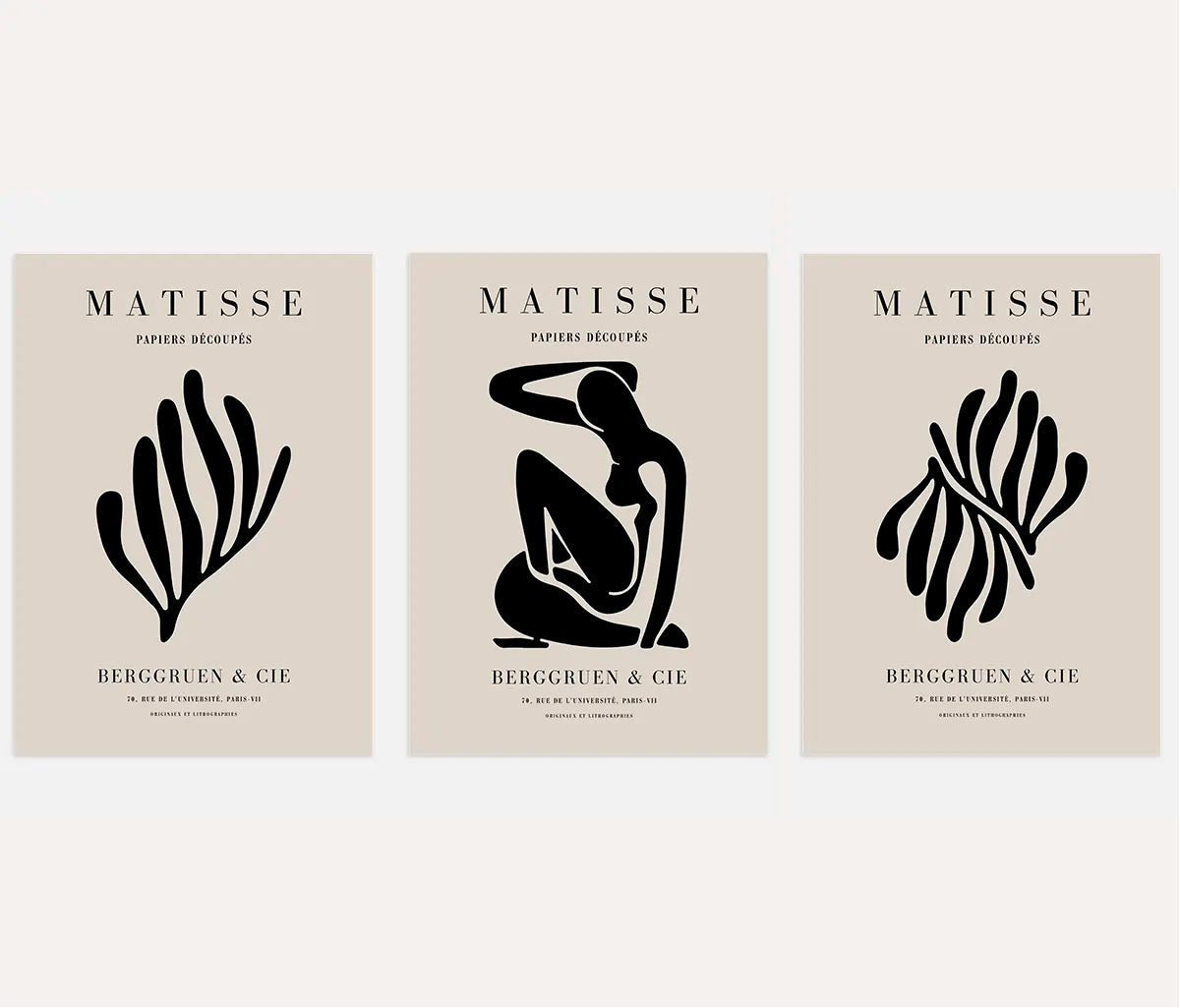 Henri Matisse Black Organic Forms – Set of 3 Posters
