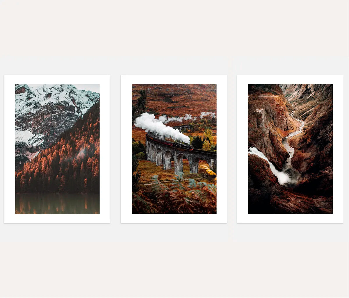 Moody Mountain Landscape Prints –  Nature Set of 3