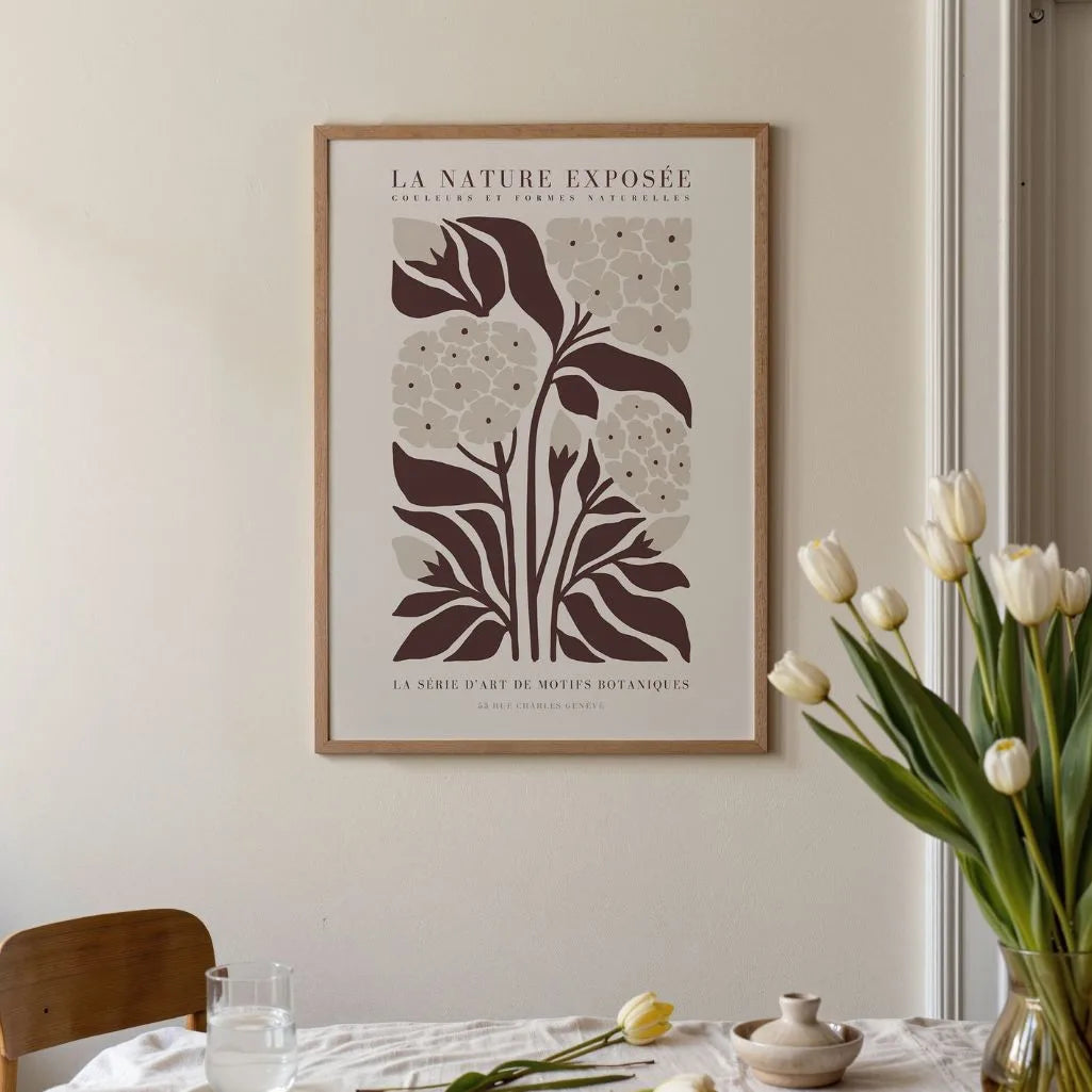 Brown Botanical Flowers Poster