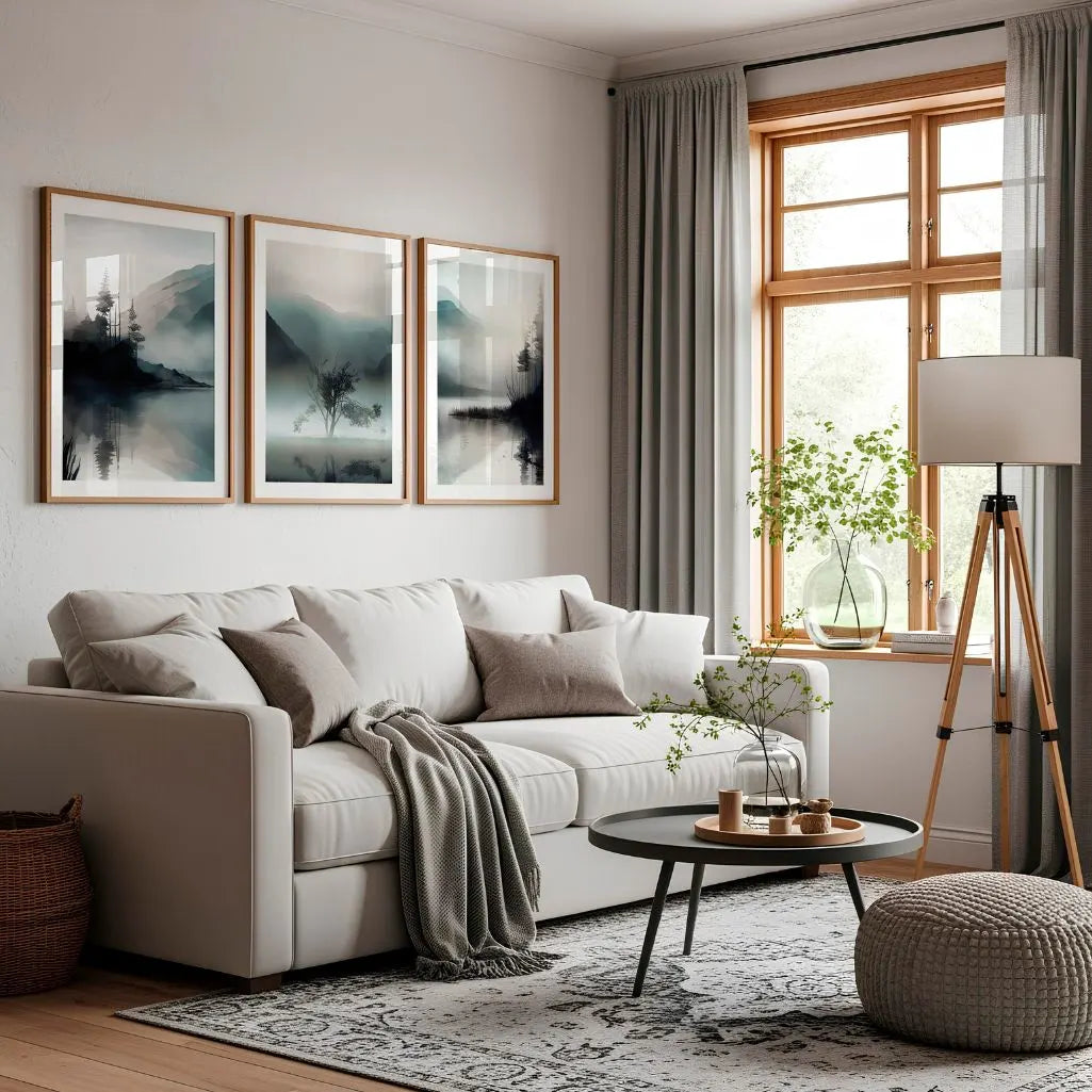 Misty Landscape Wall Art Prints – Foggy Nature Set of 3