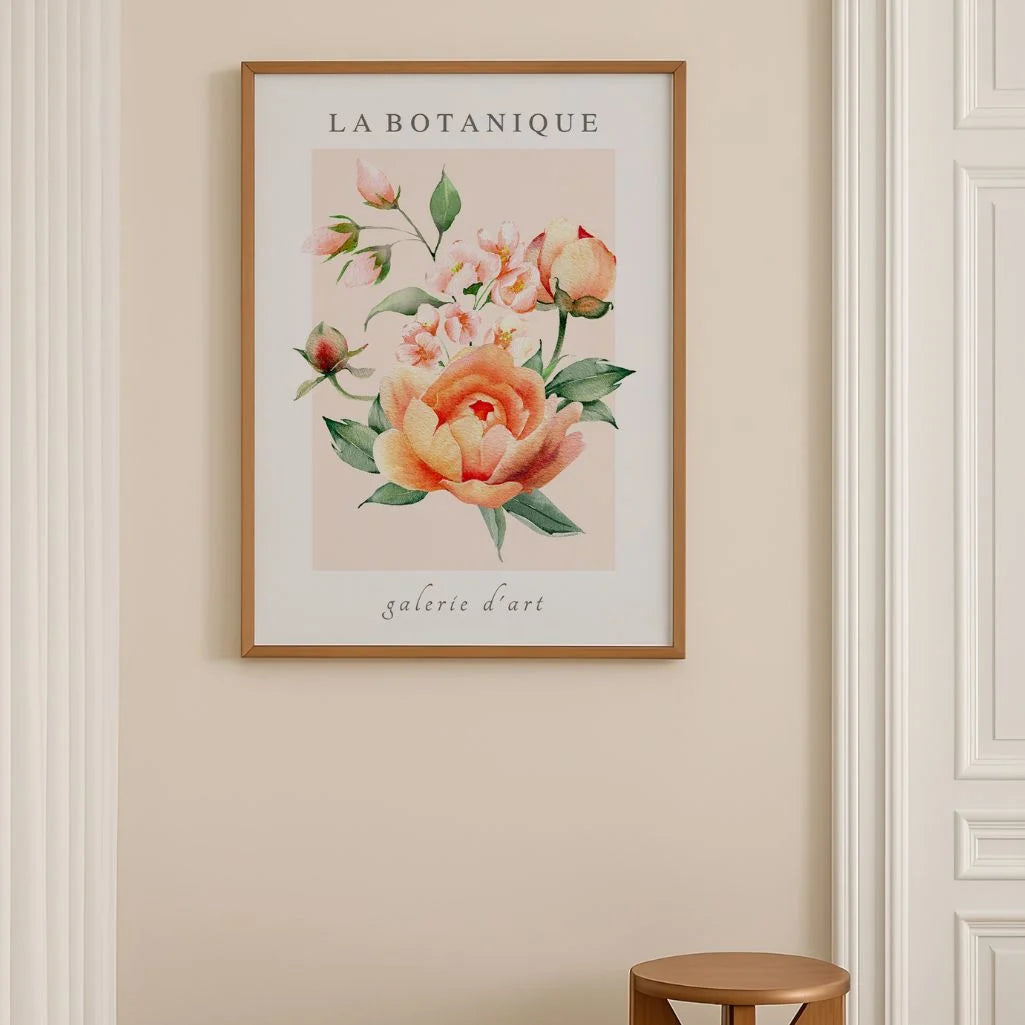 Peach Botanical Flowers Poster