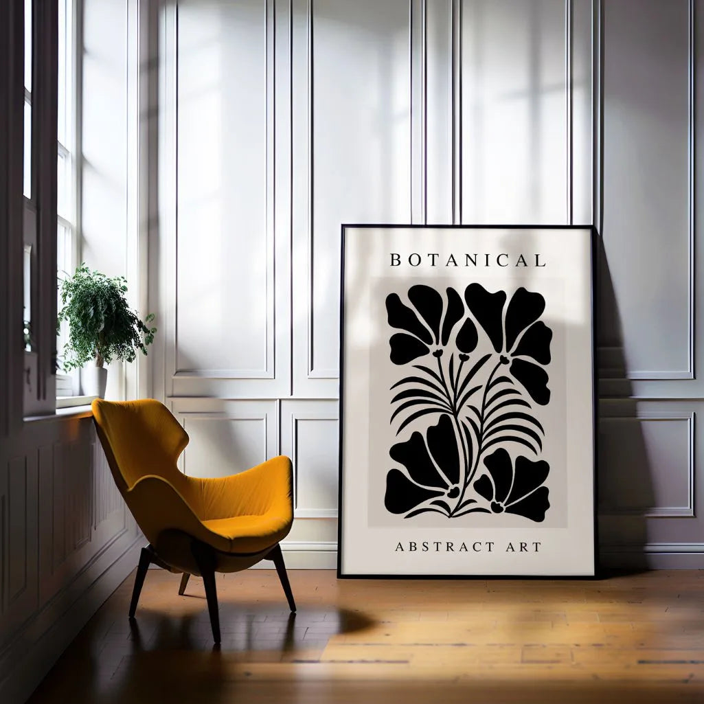 Abstract Black Leaves Poster