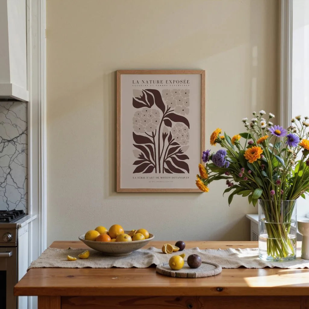 Brown Botanical Flowers Poster