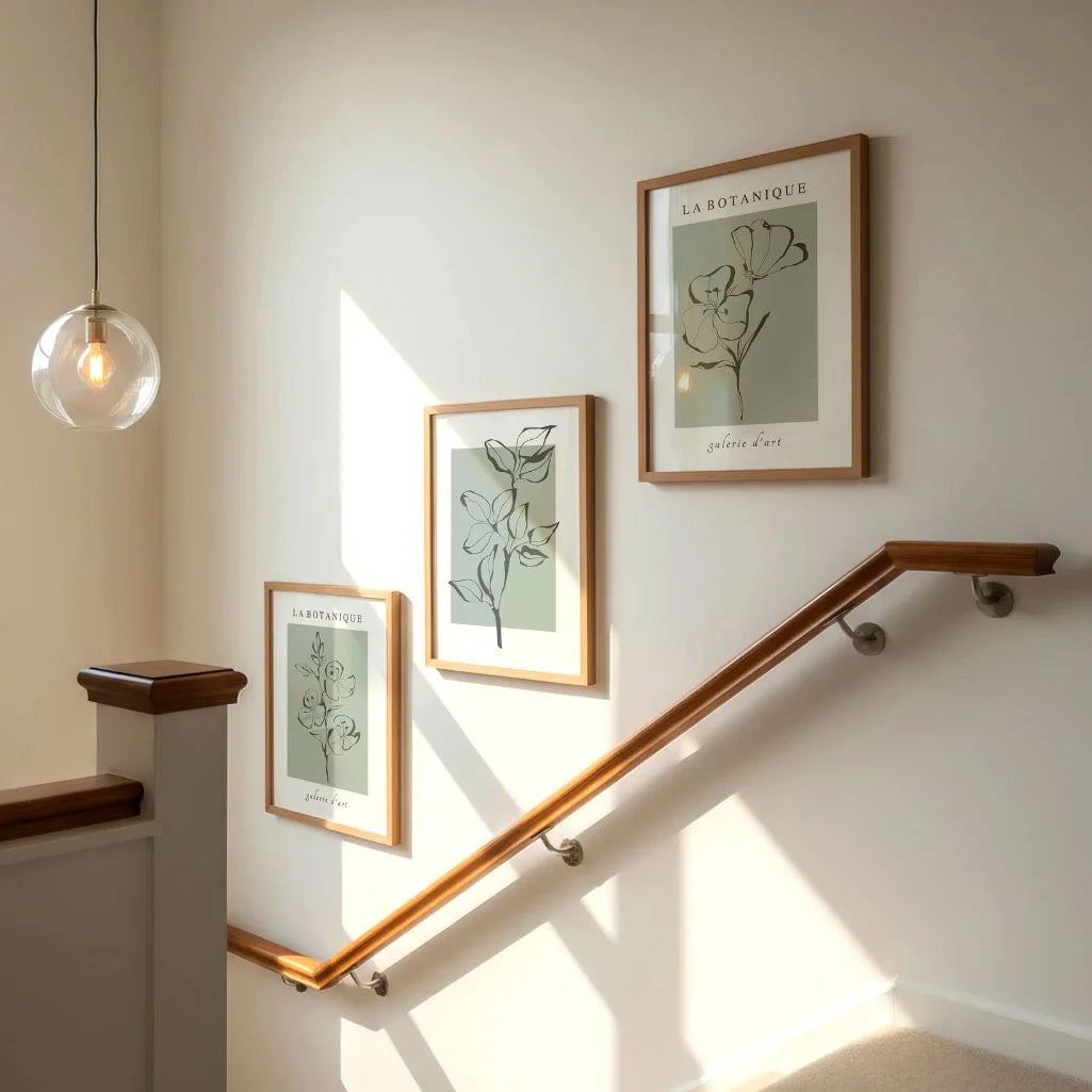 Sage Green Botanical Line Art Prints – Minimal Floral Set of 3