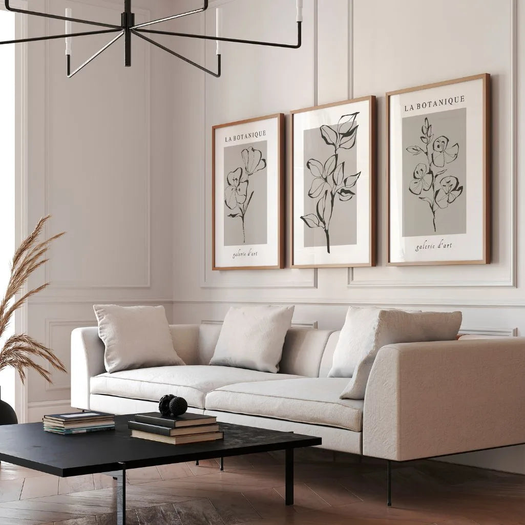 La Botanique Line Art Prints – Neutral Botanical Set of 3