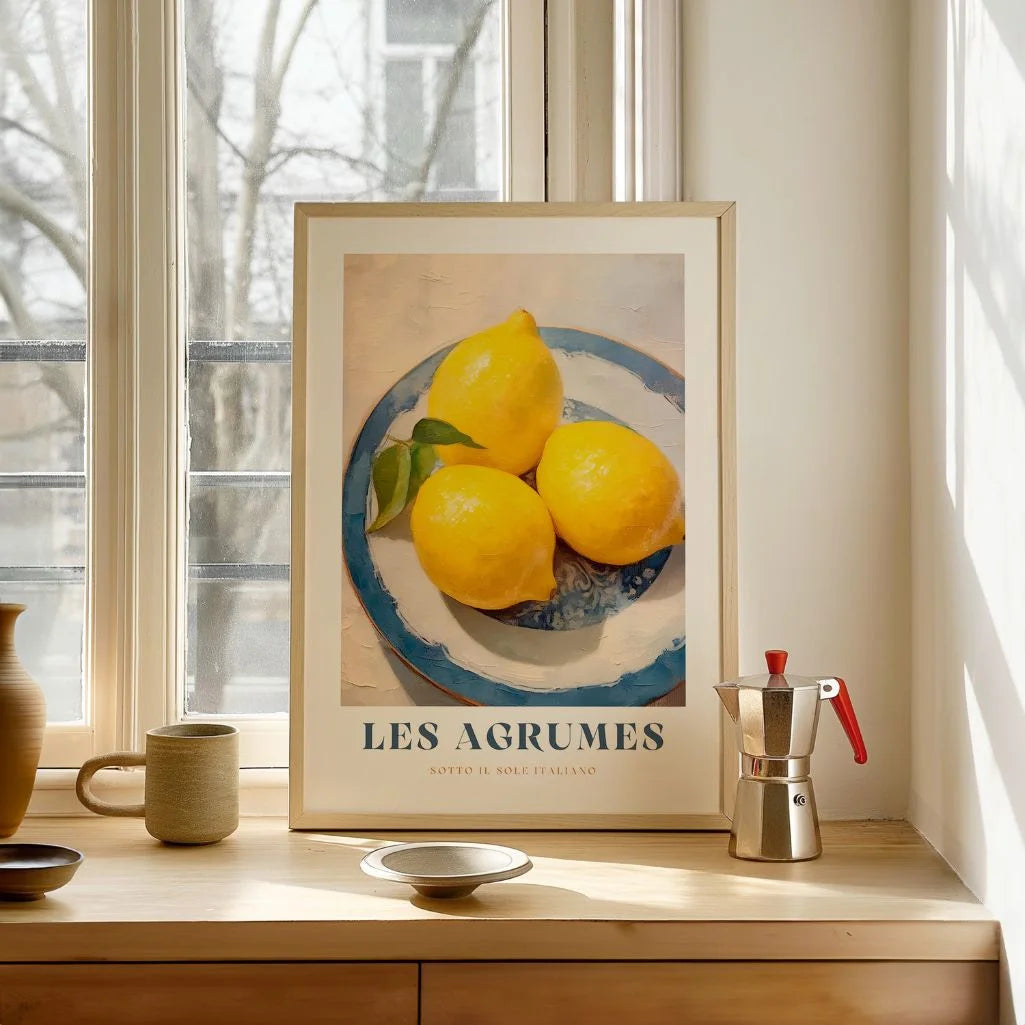 Affiche Assiette de Citrons Les Agrumes