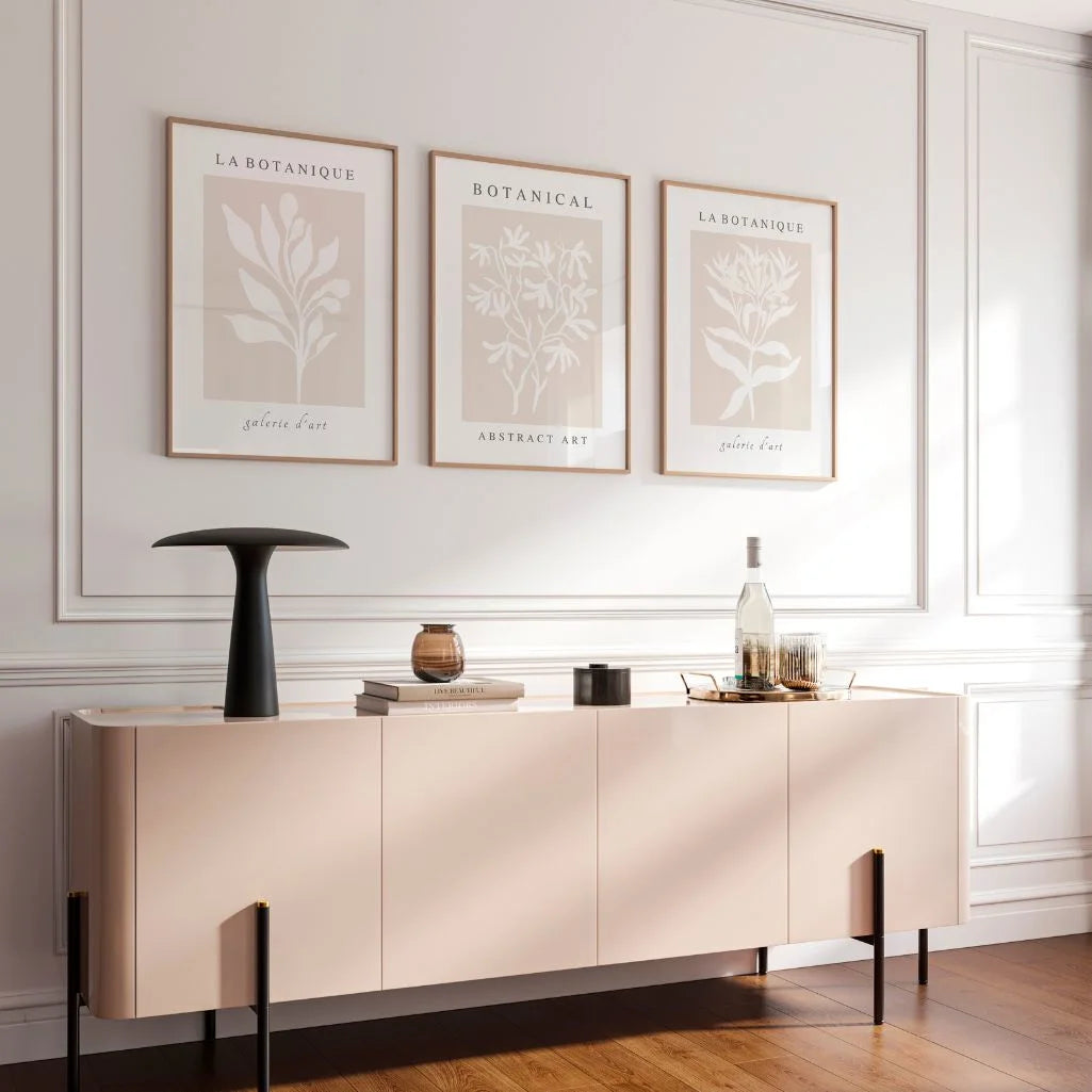 Beige Botanical Abstract Prints – Minimal Neutral Set of 3