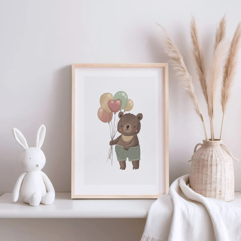 Bear With Balloons Poster