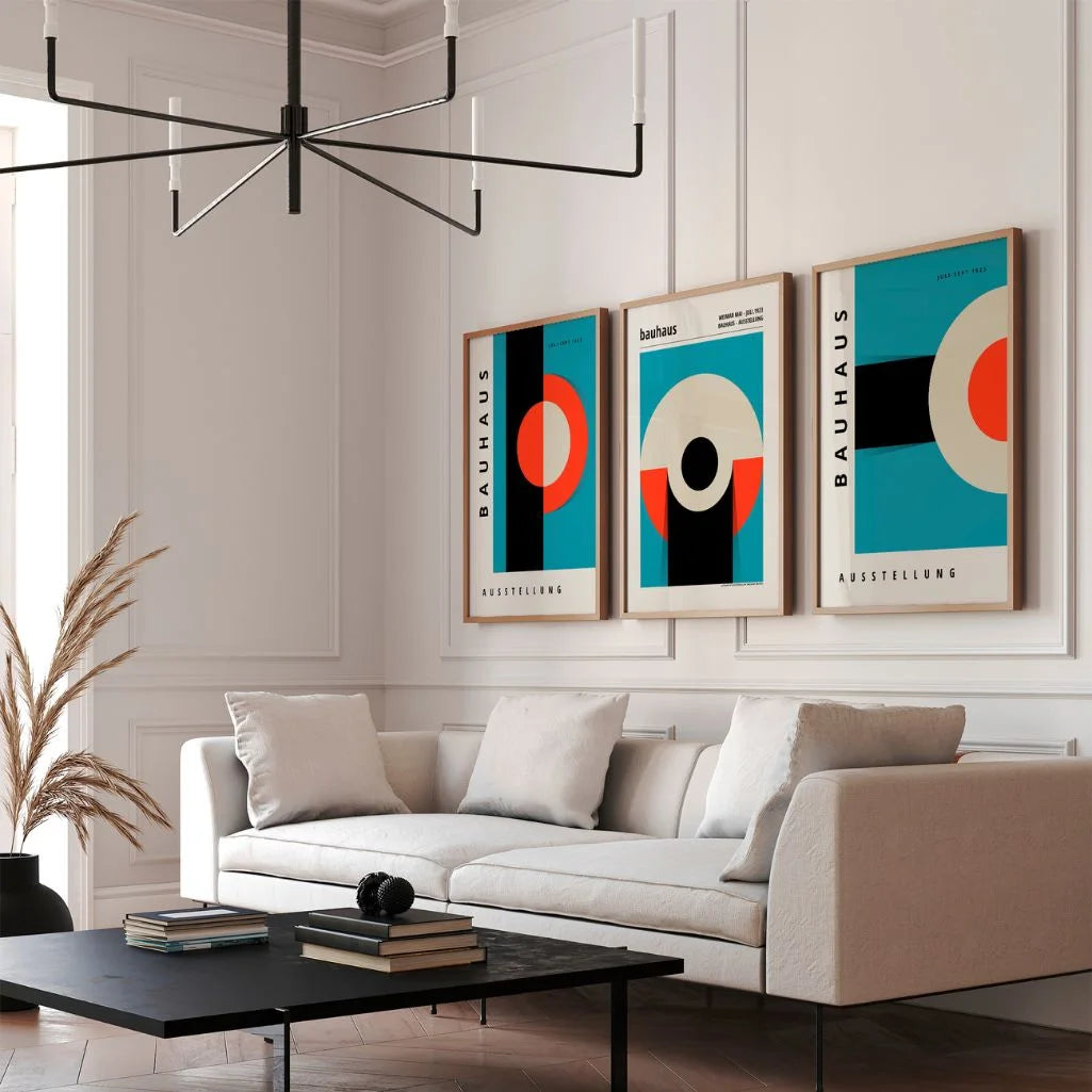 Bauhaus Geometric Art Prints – Abstract Exhibition Poster Set of 3