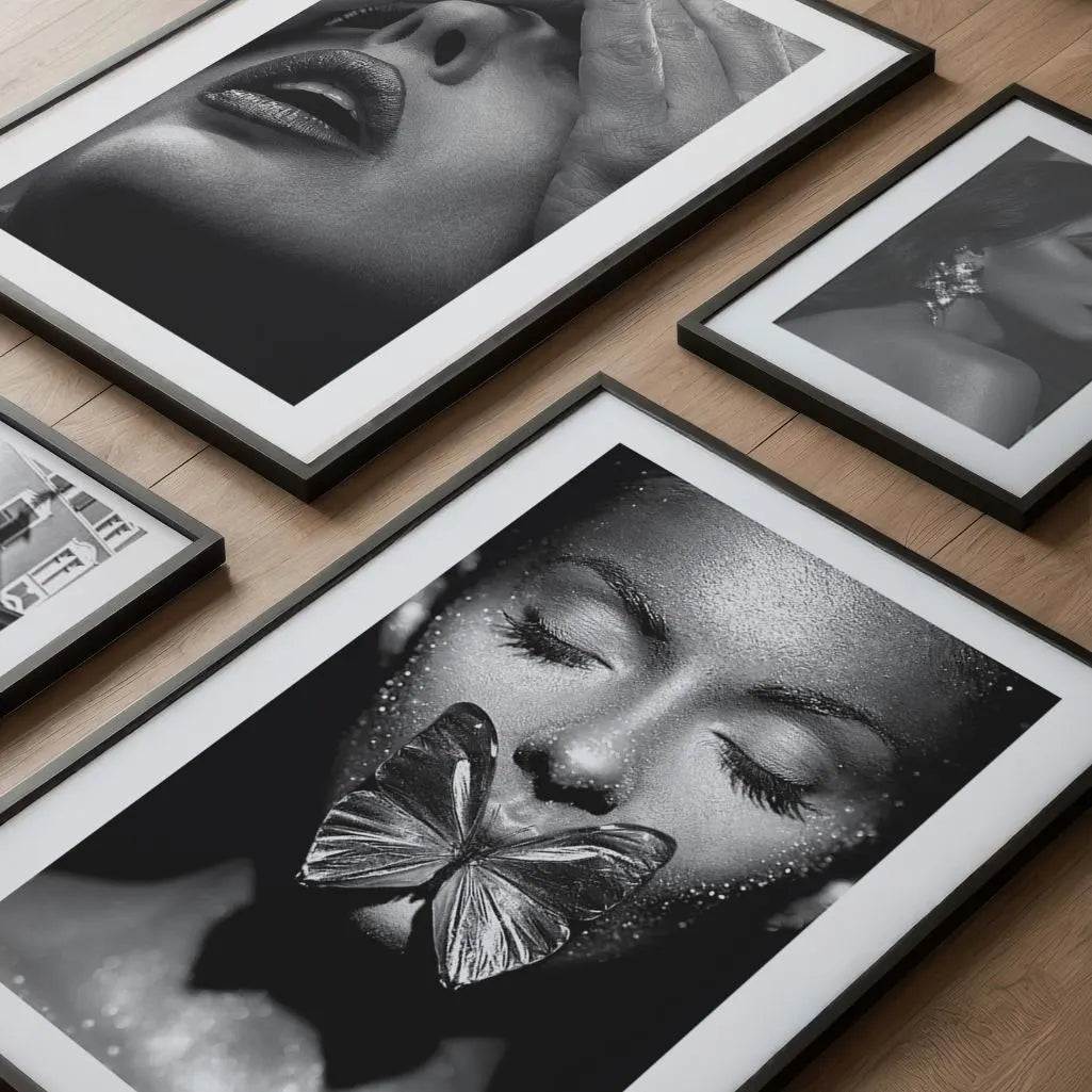 Silver Butterfly Portrait Poster