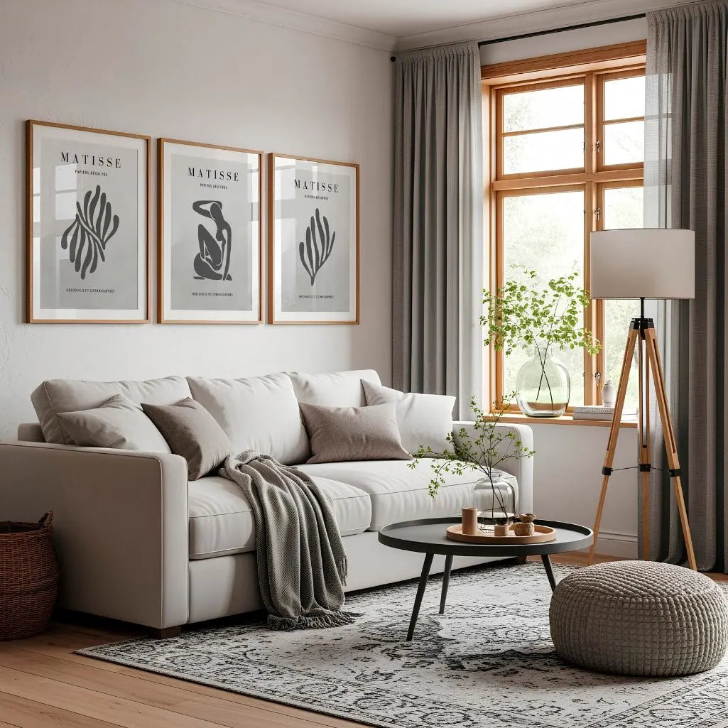 Henri Matisse Grey Organic Set of 3 Posters