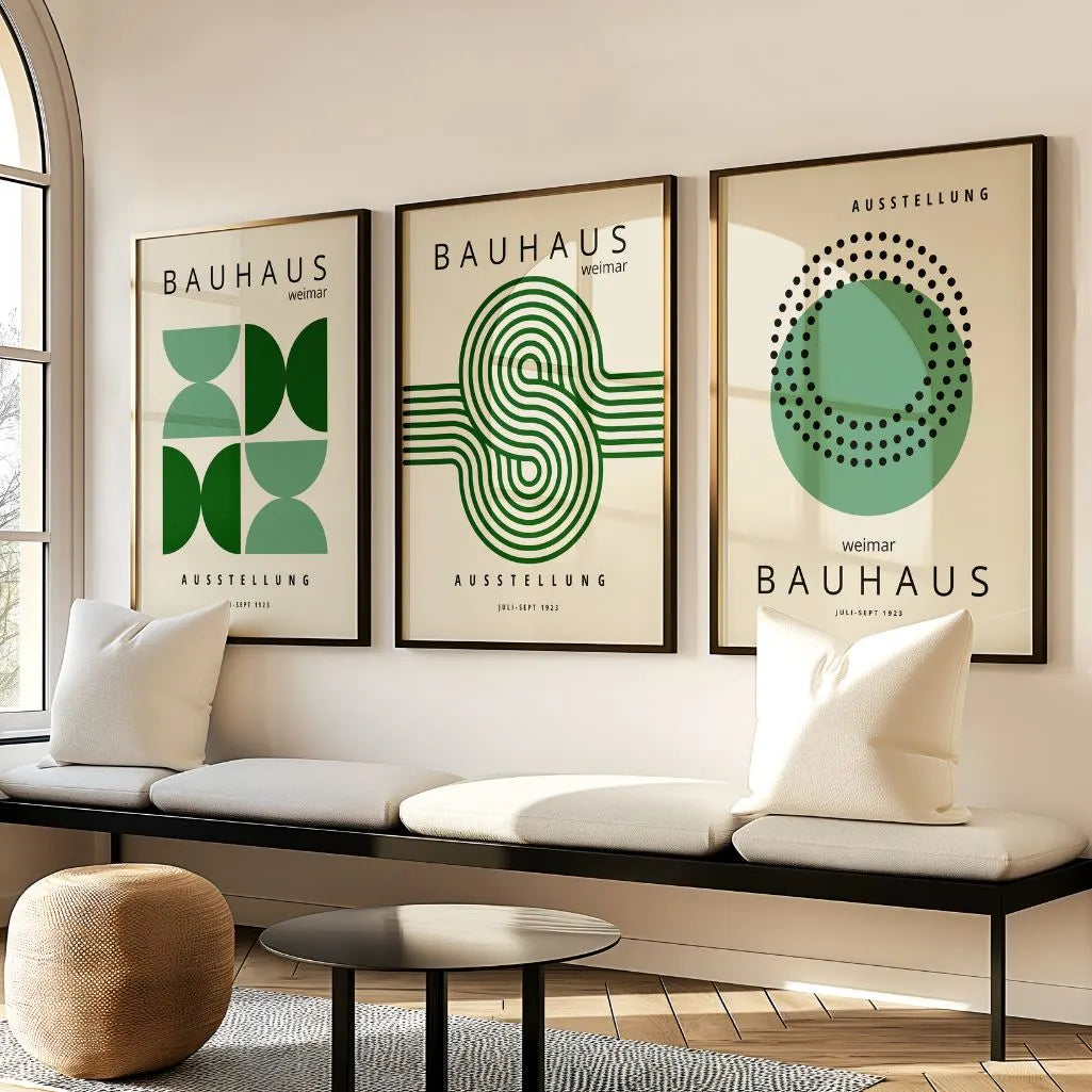 Weimar Green Rhythm Bauhaus Poster Set of 3