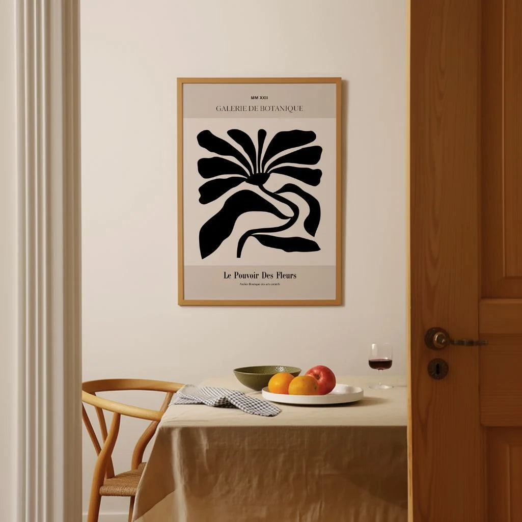 Abstract Black Flowers Poster