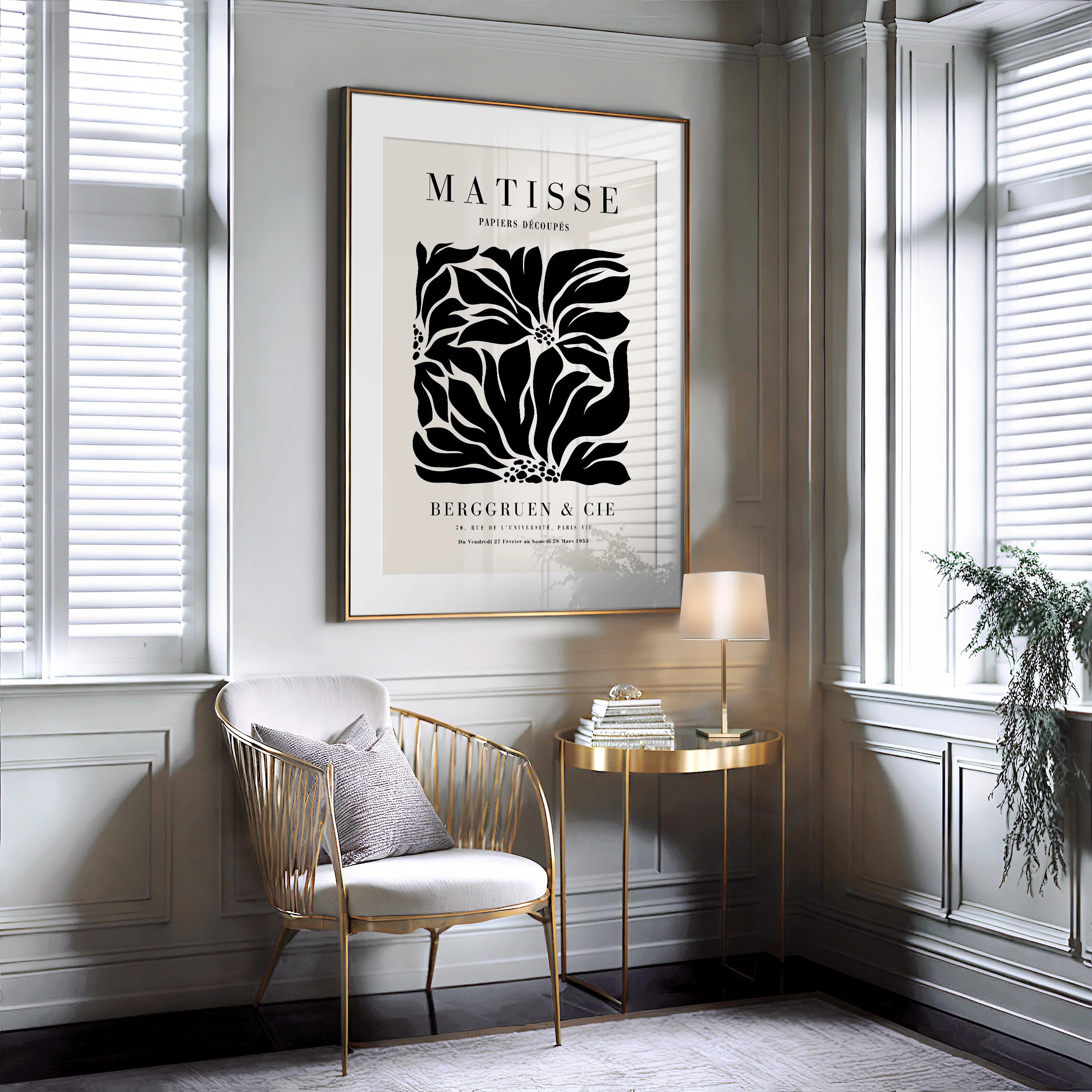 Henri Matisse – Affiche Fleurs Noires Beige