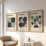 modern bauhaus poster set of 3 arranged in elegant gallery wall
