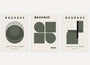 bauhaus poster set of 3 green beige dot pattern geometric wall art