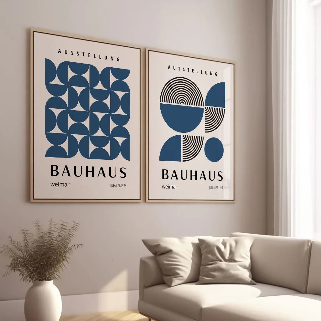 bauhaus navy poster set gallery wall decor