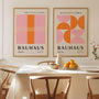 bauhaus pink orange poster set 2 living room wall decor