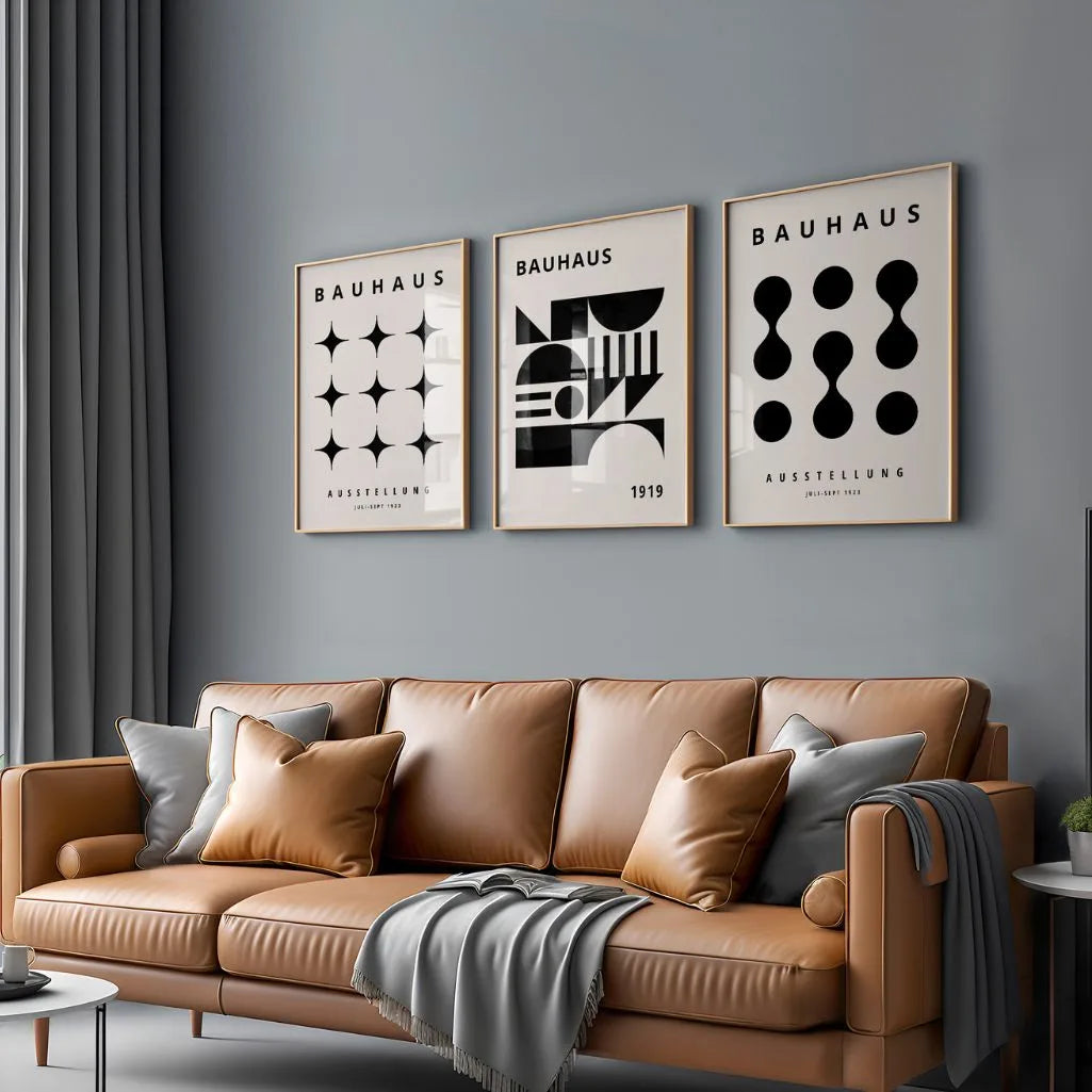 bauhaus silence poster set black beige bedroom calm wall decor