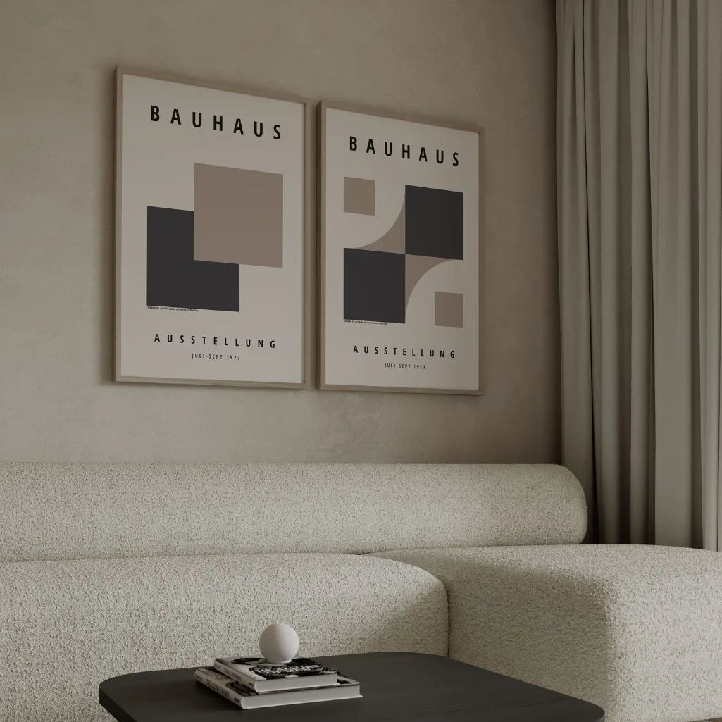 bauhaus geometric poster taupe graphite detail
