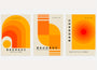 bauhaus poster set of 3 with orange geometric arcs circles and bold color blocks