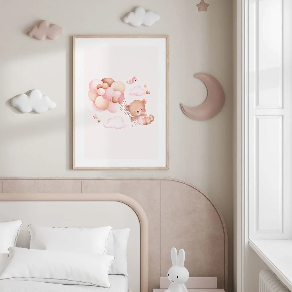 bear in the clouds poster girls bedroom wall art