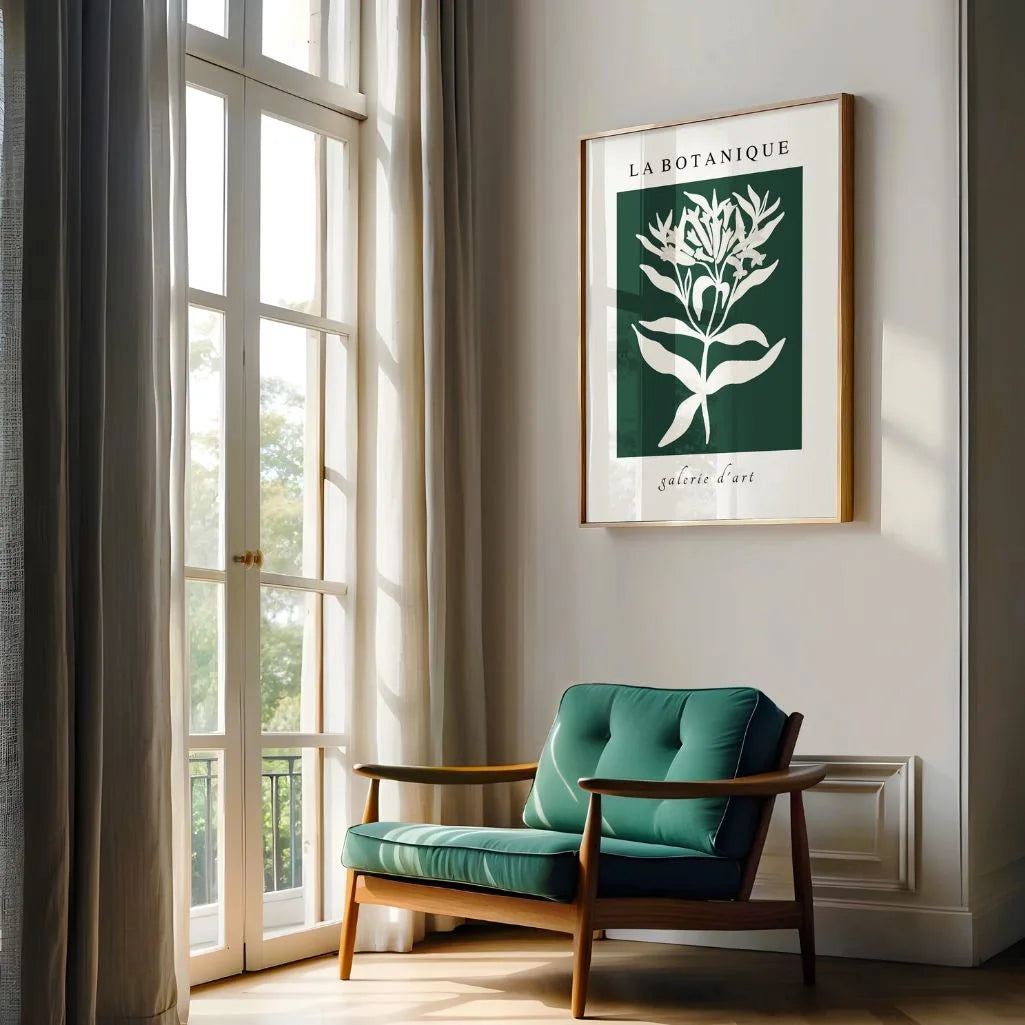 botanical green poster living room modern geometric decor