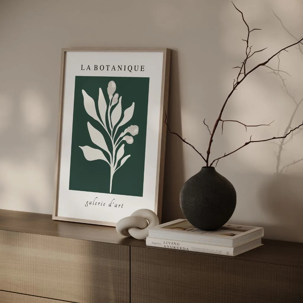 emerald botanical poster living room elegant modern decor