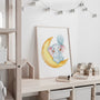 elephant on the moon poster baby room wall art