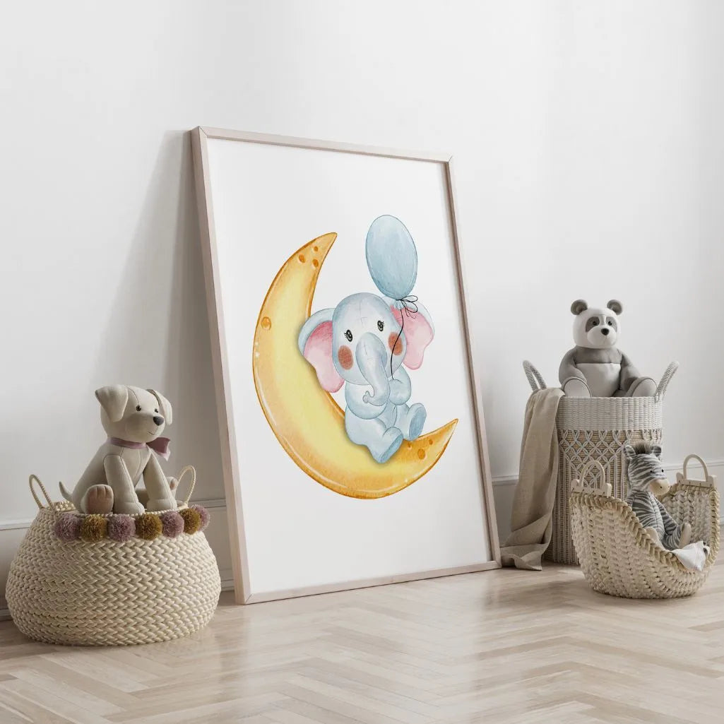 elephant on the moon poster kids gallery wall