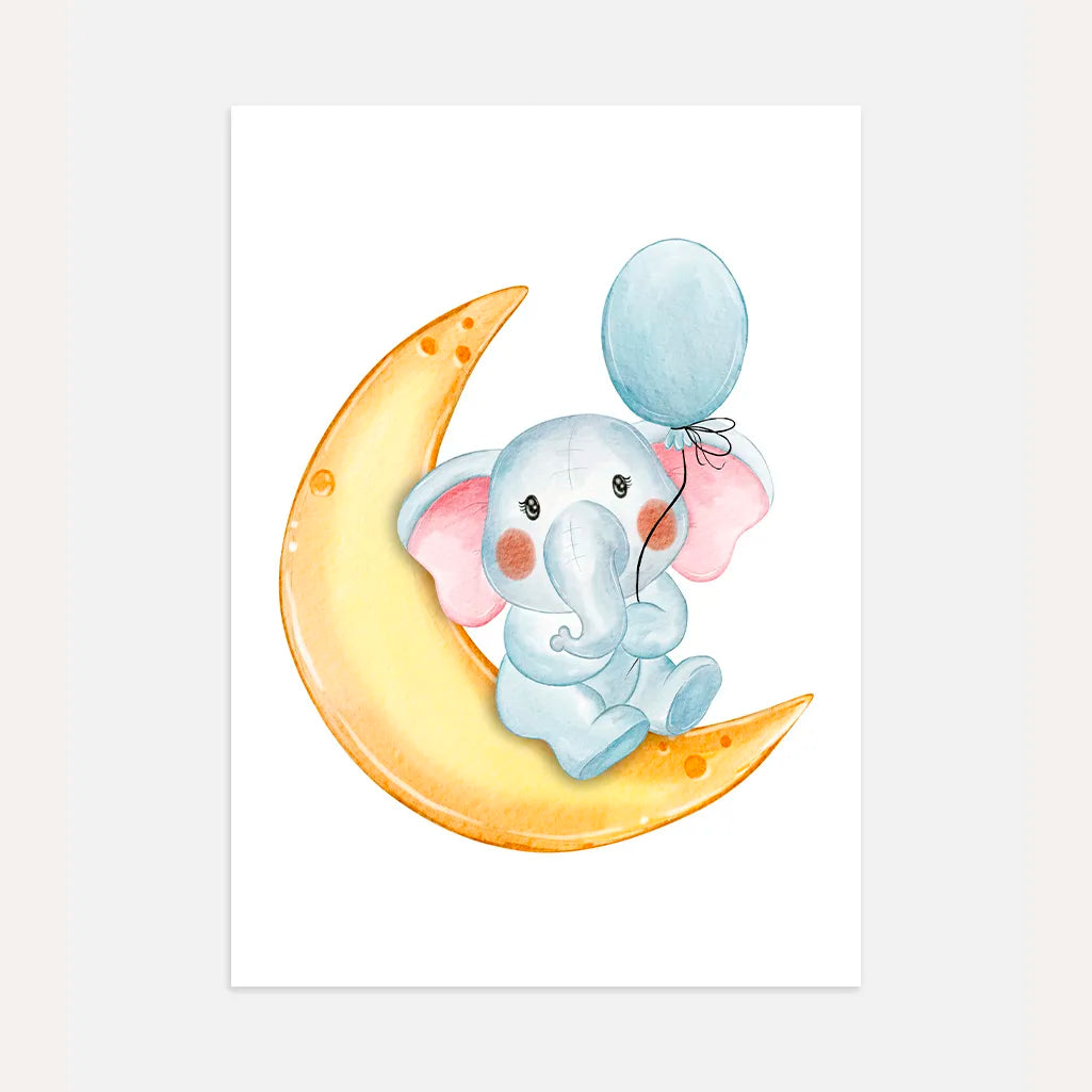 elephant on the moon poster kids wall art