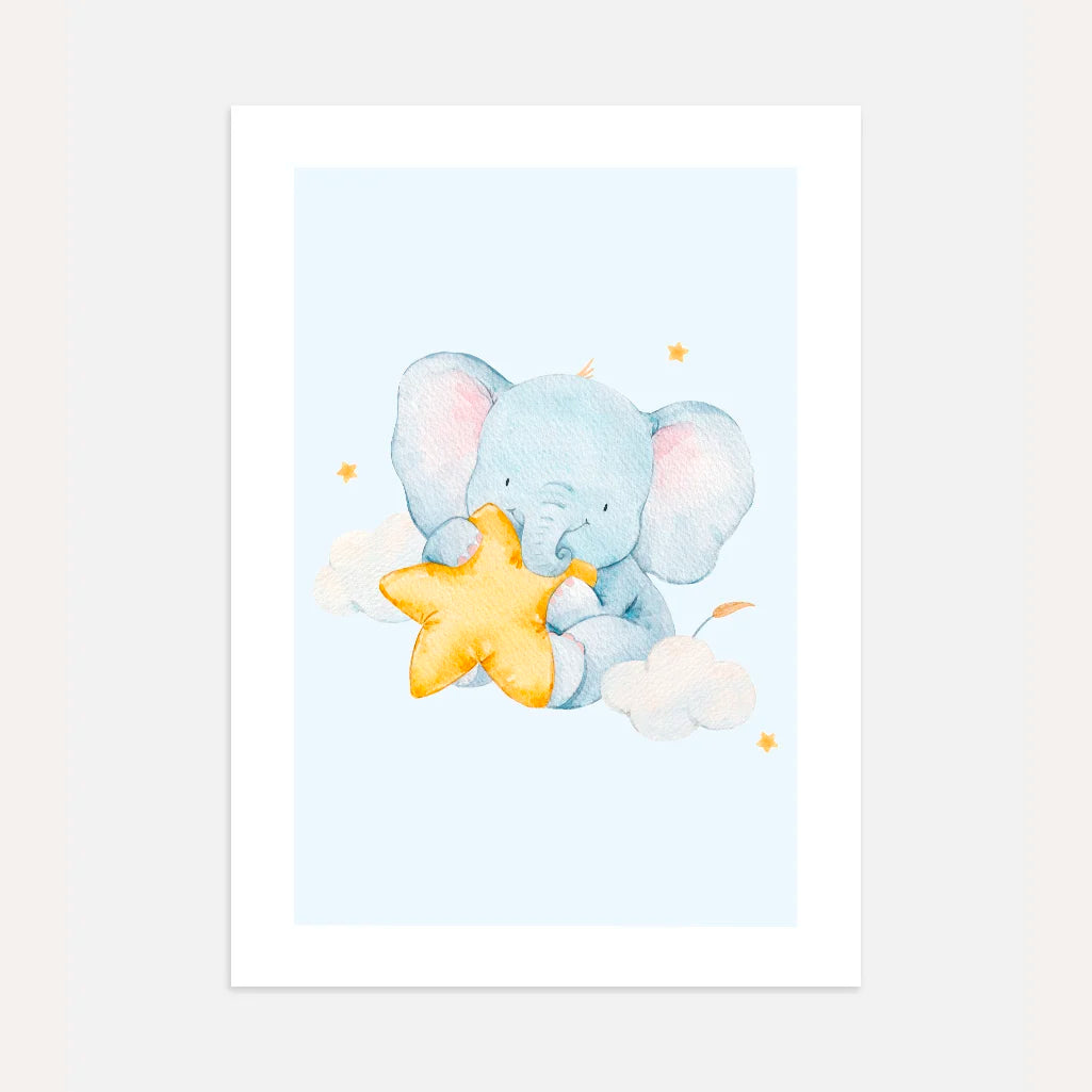 elephant with star poster kids wall art