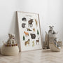 forest animals educational poster kids learning wall art